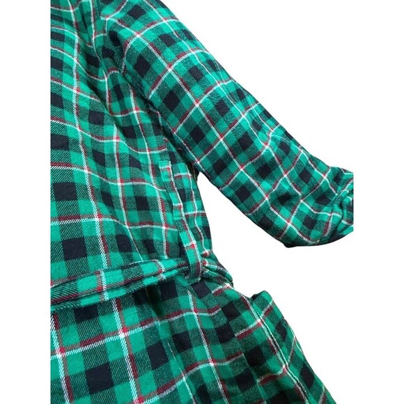 Lands' End Womens Size XS Scotch Plaid Flannel Sherpa Lined Robe Cozy Warm Belt - Picture 4 of 9